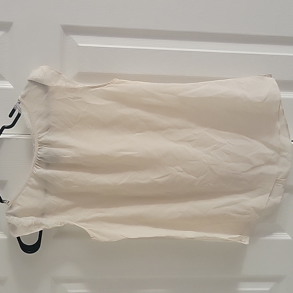 Whbm Lace Trim Popover Silk Shell Top S - Picture 6 of 10